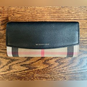 Authentic Burberry Nova Check Leather and Canvas Wallet